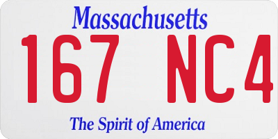 MA license plate 167NC4