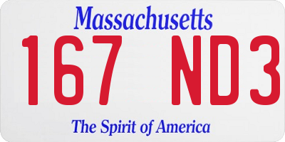 MA license plate 167ND3
