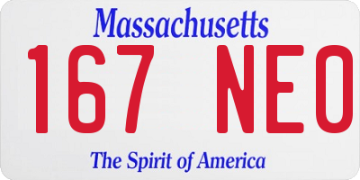 MA license plate 167NE0