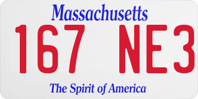 MA license plate 167NE3