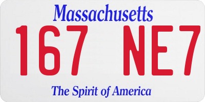 MA license plate 167NE7