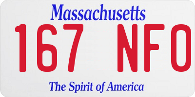 MA license plate 167NF0