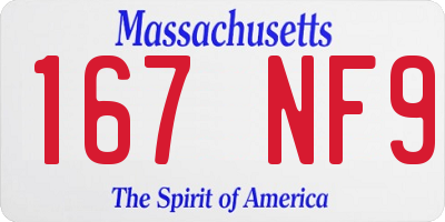 MA license plate 167NF9