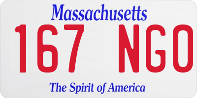 MA license plate 167NG0