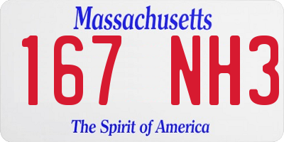 MA license plate 167NH3