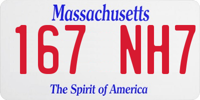 MA license plate 167NH7