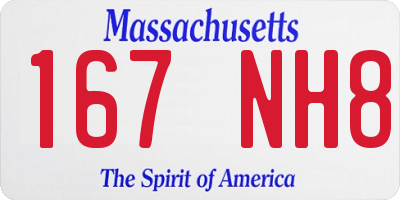 MA license plate 167NH8