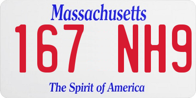 MA license plate 167NH9