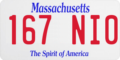 MA license plate 167NI0