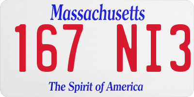 MA license plate 167NI3