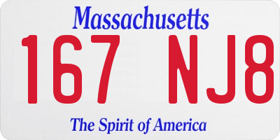 MA license plate 167NJ8