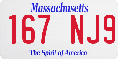 MA license plate 167NJ9