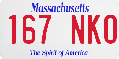 MA license plate 167NK0