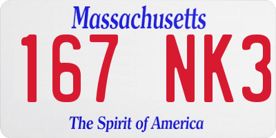 MA license plate 167NK3