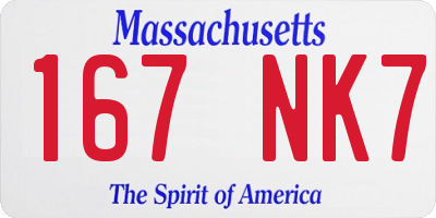 MA license plate 167NK7