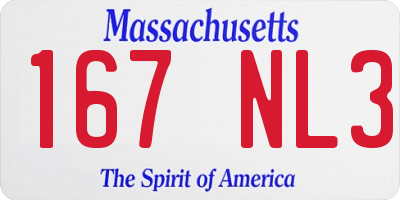 MA license plate 167NL3