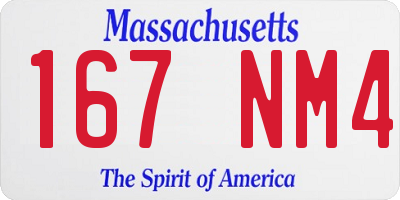 MA license plate 167NM4