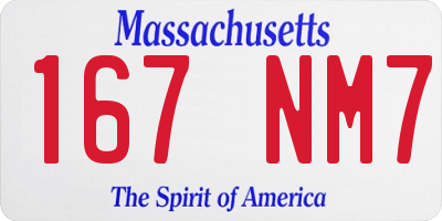MA license plate 167NM7