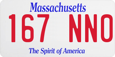 MA license plate 167NN0