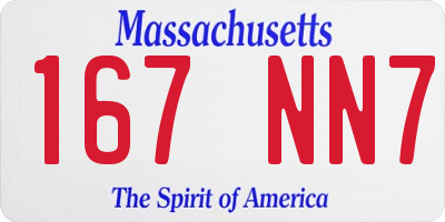 MA license plate 167NN7