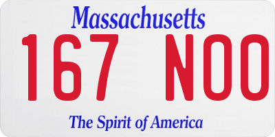 MA license plate 167NO0