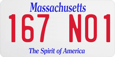 MA license plate 167NO1