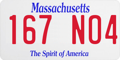 MA license plate 167NO4