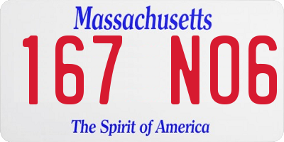 MA license plate 167NO6