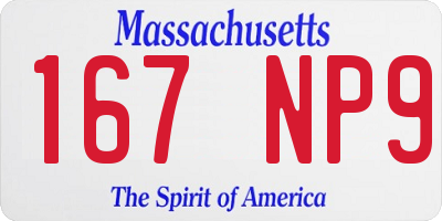 MA license plate 167NP9