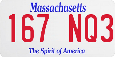 MA license plate 167NQ3