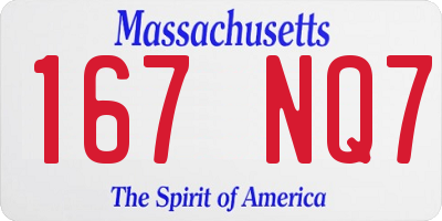MA license plate 167NQ7