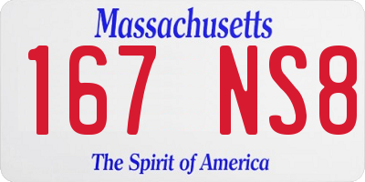 MA license plate 167NS8