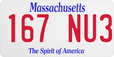 MA license plate 167NU3