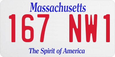 MA license plate 167NW1