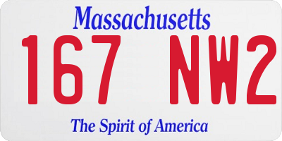 MA license plate 167NW2