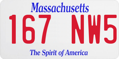 MA license plate 167NW5