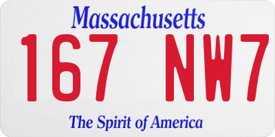 MA license plate 167NW7