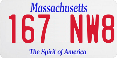 MA license plate 167NW8