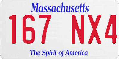 MA license plate 167NX4