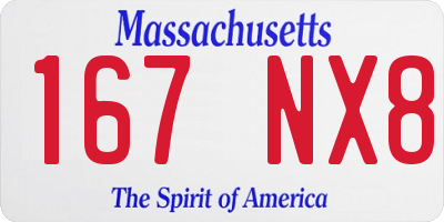 MA license plate 167NX8
