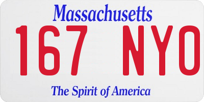 MA license plate 167NY0