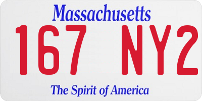 MA license plate 167NY2