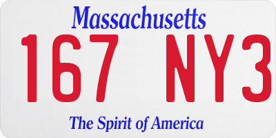 MA license plate 167NY3