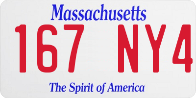 MA license plate 167NY4