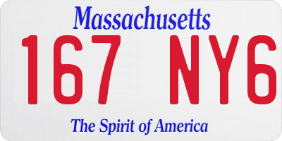 MA license plate 167NY6