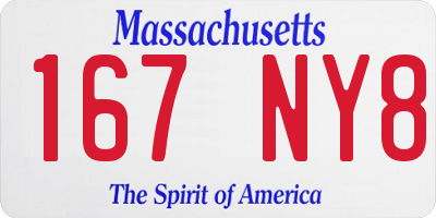 MA license plate 167NY8