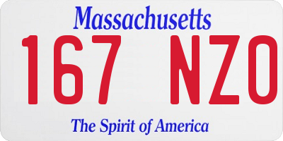 MA license plate 167NZ0