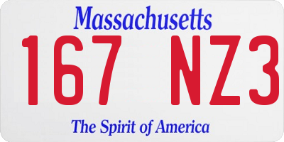 MA license plate 167NZ3