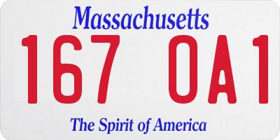 MA license plate 167OA1