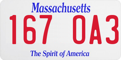 MA license plate 167OA3